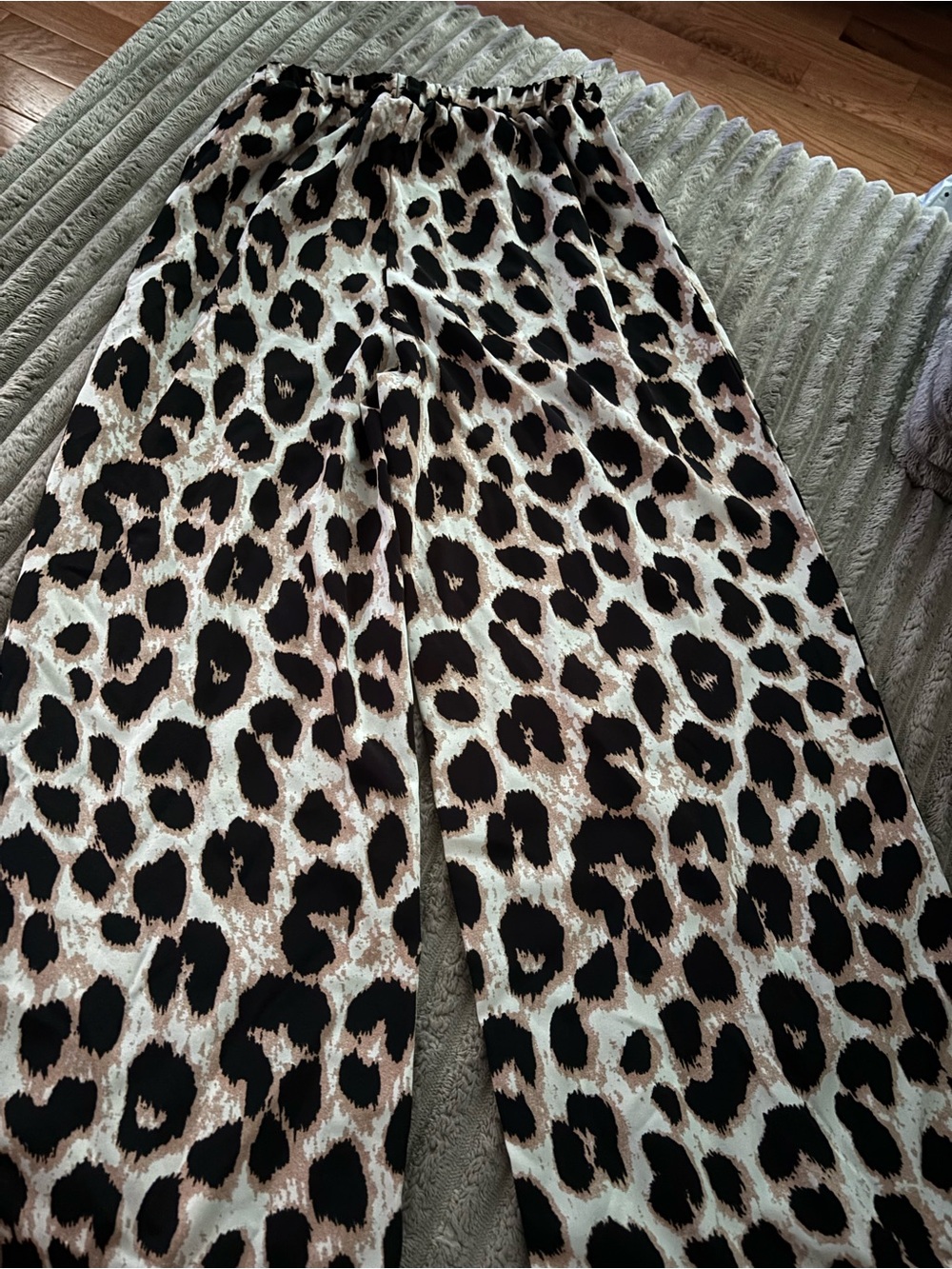 SHEIN Neutral Leopard-Print Wide Leg Pants - Black, Cream & Brown